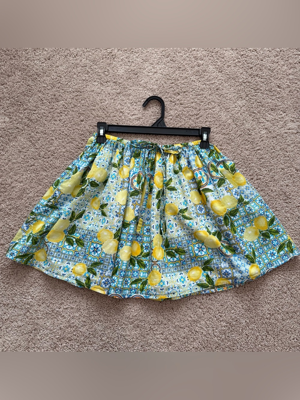Primark Yellow Lemon Print Circle Skirt with Green Leaf Accents